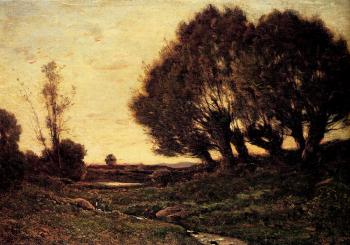 亨利 約瑟夫 哈爾皮涅斯 A Wooded Landscape With A Stream 亨利 約瑟夫 哈爾皮涅斯 A Wooded Landscape With A Stream